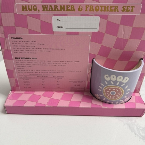 Sheffield Home Mug, Warmer & Frother Set - Pink and White - Picture 3 of 4